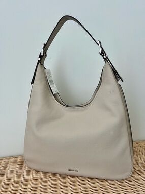 Michael Kors Large Leather Hobo Bag Light Sand Slouchy Shoulder NWT